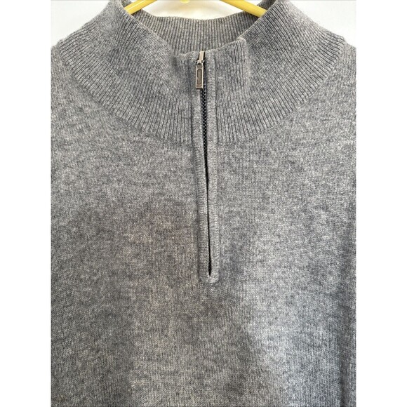 Joseph Lyman 100% Cashmere Gray Heather 1/4 Zip Sweater Men's XL Academia Preppy - Picture 4 of 6